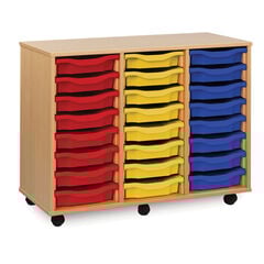 Mobile Tray Storage Unit With 24 Shallow Trays  hi-res