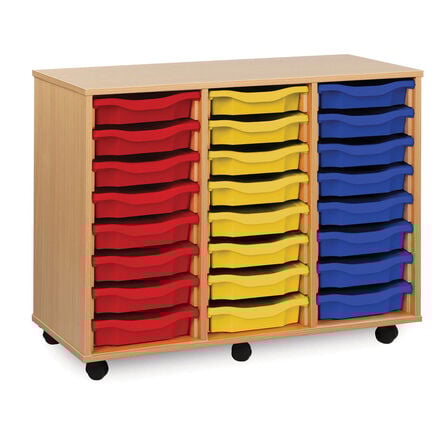 Mobile Tray Storage Unit With 24 Shallow Trays  hi\-res