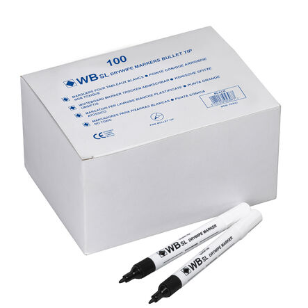 Budget Essentials Drywipe Pens Fine Tip Blk 100pk  hi\-res