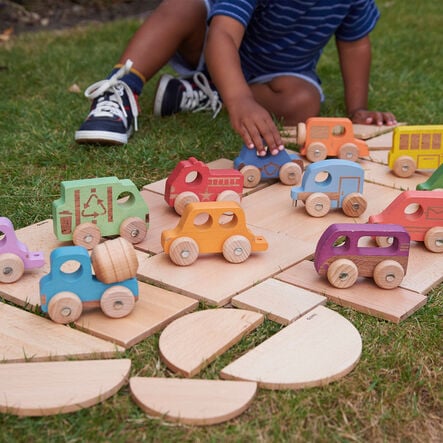 Small World Rainbow Wooden Vehicles Set 12pk  hi\-res