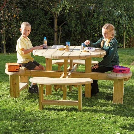 Outdoor Round Wooden Picnic Bench  hi\-res
