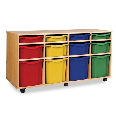 Mobile Tray Storage Unit W\/ 12 Mixed Size Trays  hi\-res