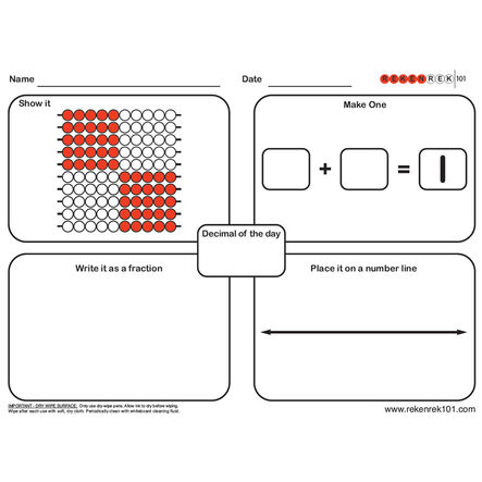 Rekenrek Practice Charts Fraction \x26 Decimal Bundle  hi\-res