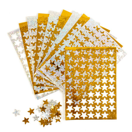 Holographic Paper Stars Small Gold \x26 Silver 500pk  hi\-res