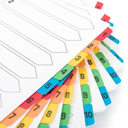 A4 Mylar 1\-10 Index File Dividers  hi\-res