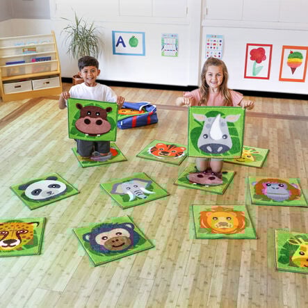Zoo Animals Mini Placement Carpet Squares 30pk  hi\-res