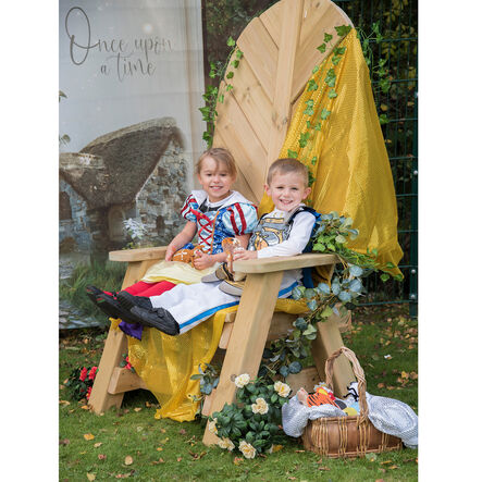 Storytellers\' Wooden Chair and 6 Stools  hi\-res