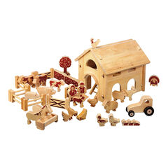 Natural Wooden Barn and Farm Set  hi-res