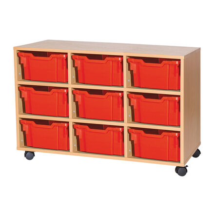 Mobile Triple Tray Storage Unit 9 Deep Red Red hi\-res