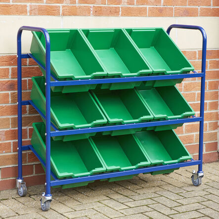 Metal Tilted Tray Trolley with Trays Blue Trolley  hi\-res