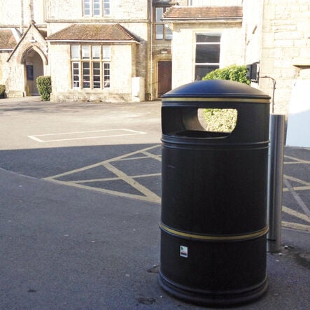 Heritage Round Hooded Litter Bins Black  hi\-res