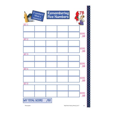 TTS Rapid Recall Auditory Memory workbook  hi\-res