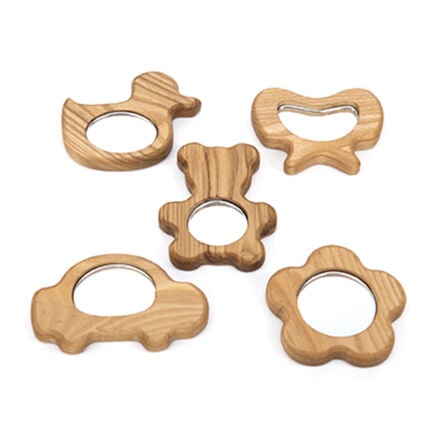 TTS Wooden Hand Held Baby Mirrors 5pk  hi\-res