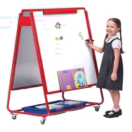 Mobile Magnetic Whiteboard Easel w\/ Storage  hi\-res