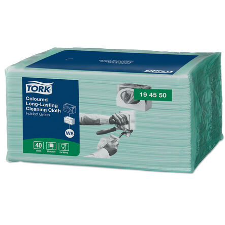 Tork Microfibre Re\-usable Cleaning Cloth Green Green hi\-res