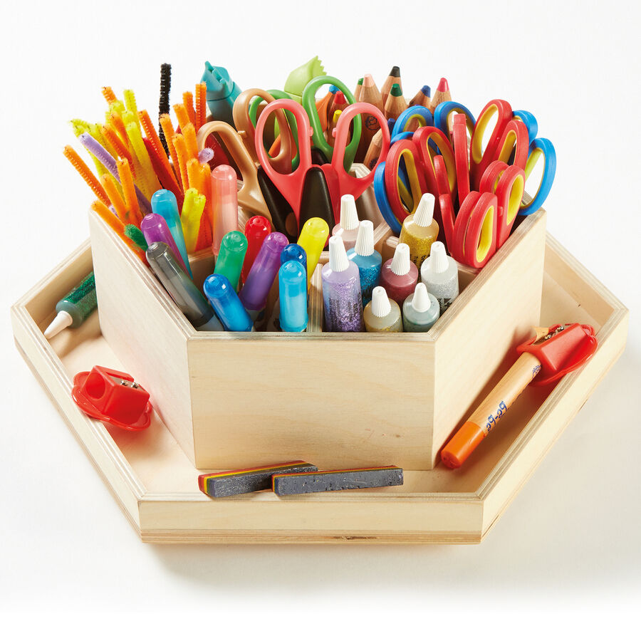 TTS Lazy Susan Wooden Classroom Tidy | Desk Storage | TTS