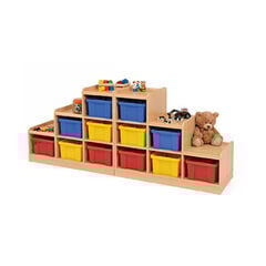 Set of 2 Wooden Tiered Tray Storage Unit Multicoloured Trays  hi-res