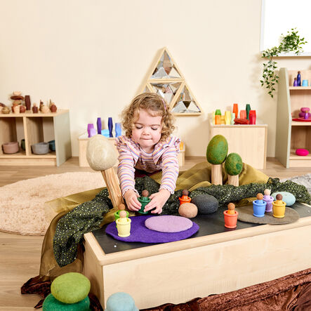 Loose Parts Tonal Rainbow Wooden People and Cups  hi\-res