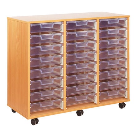 Crystal Clear Mobile Tray Unit with 32 Shallow Trays  hi\-res
