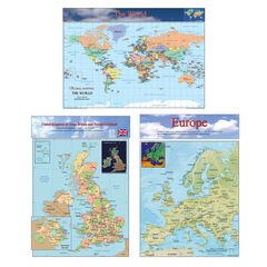 World Europe and UK Maps Set A3  hi-res