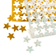 Holographic Card Stars Gold & Silver Small 500pk  Holographic Card Stars Gold & Silver Small 500pk  hi-res