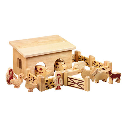 Wooden Pig and Sheep Small World Farm Barn  hi\-res