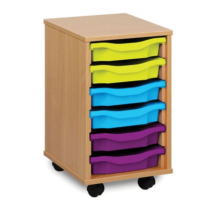 Mobile Tray Storage Unit With 6 Shallow Trays  hi\-res