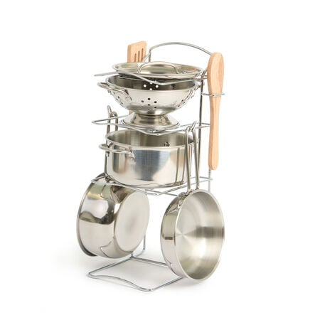 Role Play Metal Kitchen Cookware \x26 Utensils 13pc  hi\-res