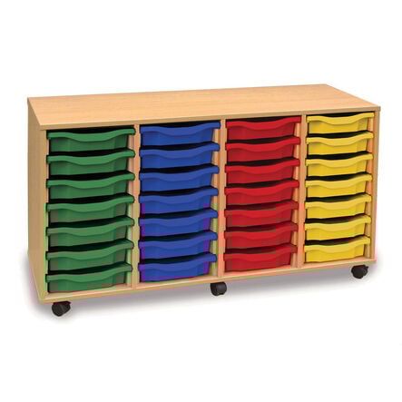 Mobile Tray Storage Unit With 28 Shallow Trays  hi\-res