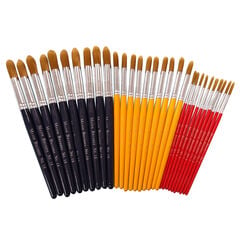 Golden Nylon Round Paint Brushes Assorted 30pk  hi-res
