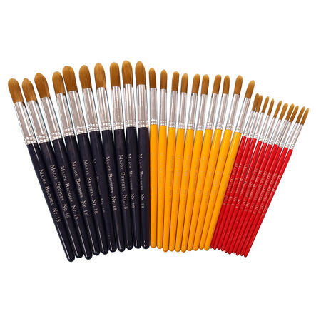 Golden Nylon Round Paint Brushes Assorted 30pk  hi\-res