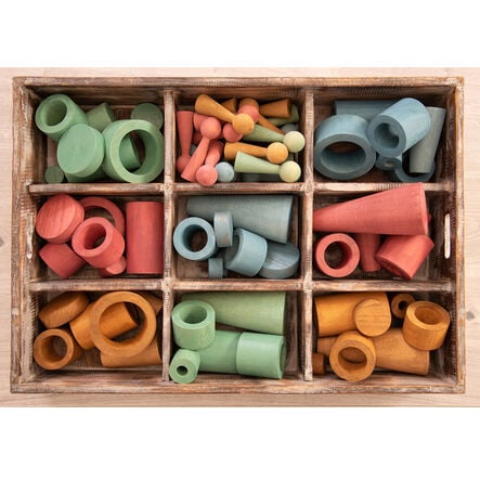 Loose Parts Wooden Shapes Large 72 Piece Set \- Earth  hi\-res