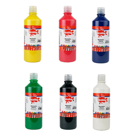 Washable Ready Mixed Paint Assorted 600ml 6pk  hi\-res