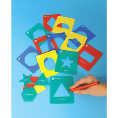 Coloured Plastic Geometric Stencils 12pcs  Coloured Plastic Geometric Stencils 12pcs  hi-res