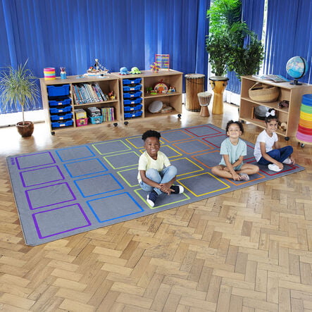 Essentials Rainbow Squares Carpet 3m x 2m  hi\-res