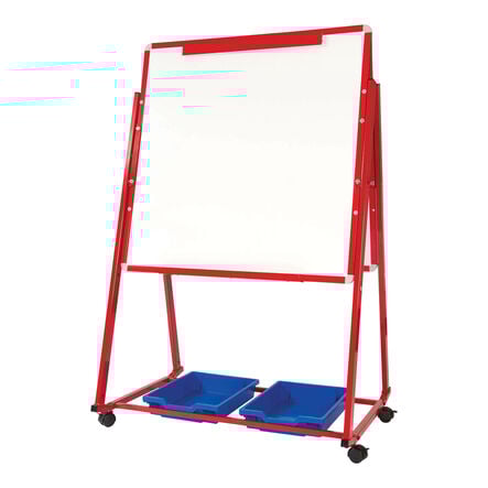 Mobile Magnetic Whiteboard Easel w\/ Storage  hi\-res