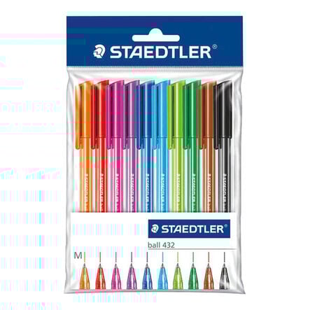 STAEDTLER Rainbow 432 Triangular Ballpoint Pens 10pk  hi\-res