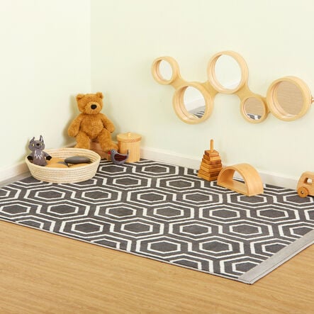 TTS Hexagonal Patterned Grey and Cream Rug  hi\-res