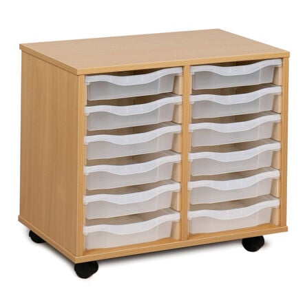 Mobile Tray Storage Unit With 12 Shallow Trays  hi\-res