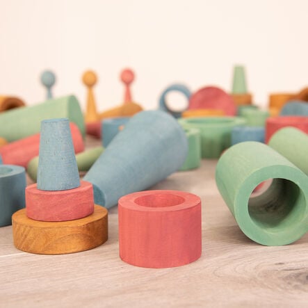 Loose Parts Wooden Shapes Large 72 Piece Set \- Earth  hi\-res
