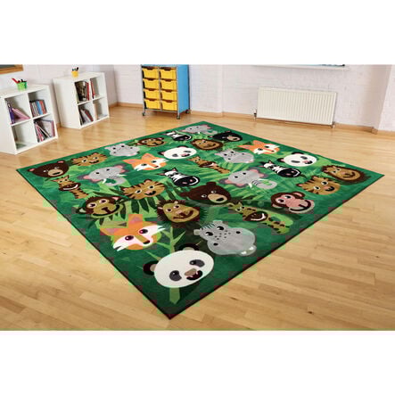 3m x 3m Wild Animals Square Placement Rug  hi\-res