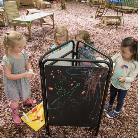 TTS Three Sided Packaway Toddler Easel Assorted Surfaces  hi\-res