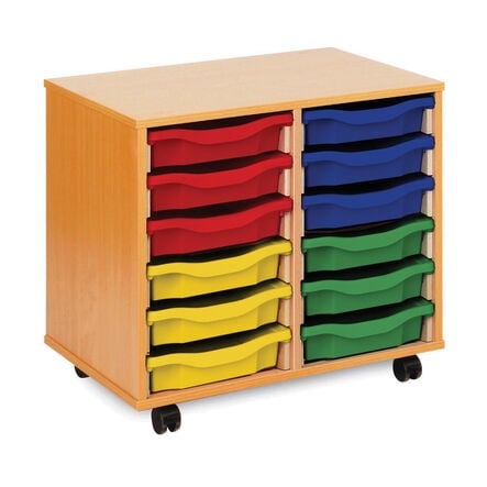 Mobile Tray Storage Unit With 12 Shallow Trays  hi\-res