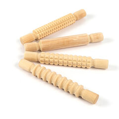 Textured Wooden Rolling Pin Set 4pk  Textured Wooden Rolling Pin Set 4pk  hi-res