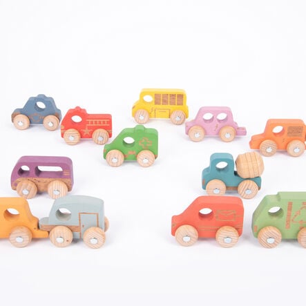 Small World Rainbow Wooden Vehicles Set 12pk  hi\-res