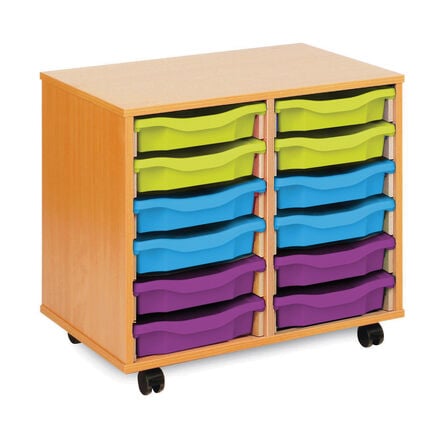Mobile Tray Storage Unit With 12 Shallow Trays  hi\-res
