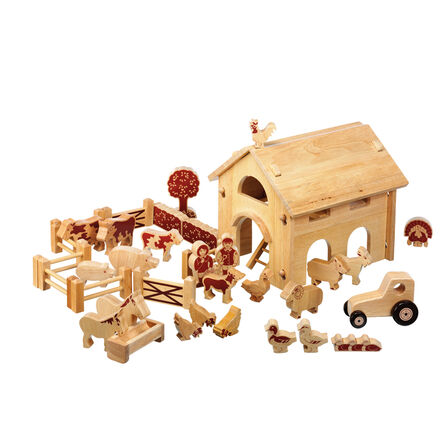 Natural Wooden Barn and Farm Set  hi\-res