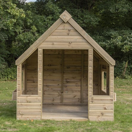 Outdoor Wooden Playhouse Shelter with Table \x26 Benches  hi\-res