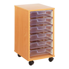 Crystal Clear Mobile Tray Storage Unit with 6 Shallow Trays  hi-res
