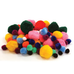 Assorted Craft Pom Poms 100pk  Assorted Craft Pom Poms 100pk  hi-res